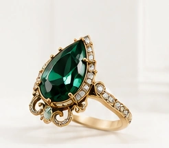Ring collection preview with a green decorative center